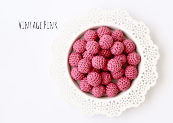 5 Häkelperlen  Ø 20mm "Vintage Pink" (Claire 005)