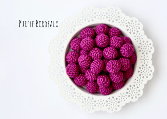 5 Häkelperlen  Ø 20mm "Purple Bordeaux" (Yarn and Colors 050)