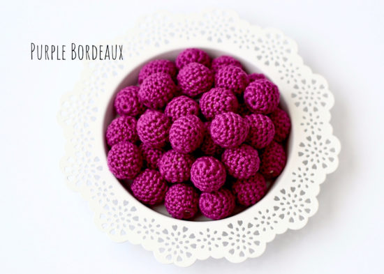 5 Häkelperlen  Ø 20mm "Purple Bordeaux" (Yarn and Colors 050) – Bild 2