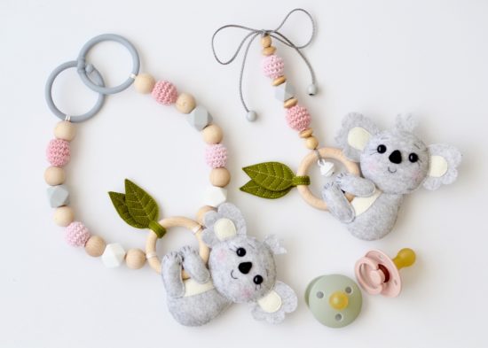 2er Set " Koala" Kinderwagenkette und Maxi Cosi Anhänger