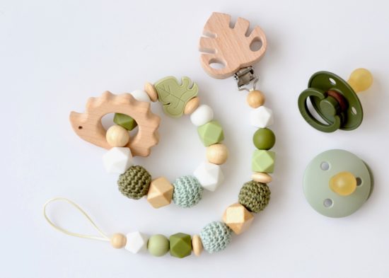 2er Set "Igel" aus Schnullerkette und Beißring
