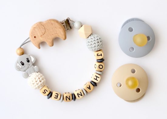 Schnullerkette personalisiert "Elefant"