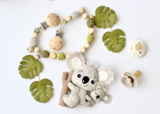 Kinderwagenkette "Koala" aus 100% Wollfilz