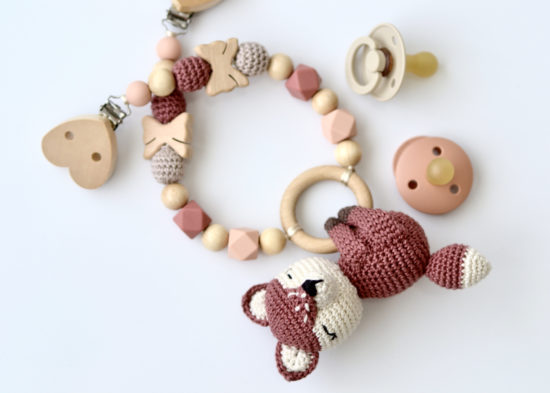 Kinderwagenkette "Fuchs" gehäkelt